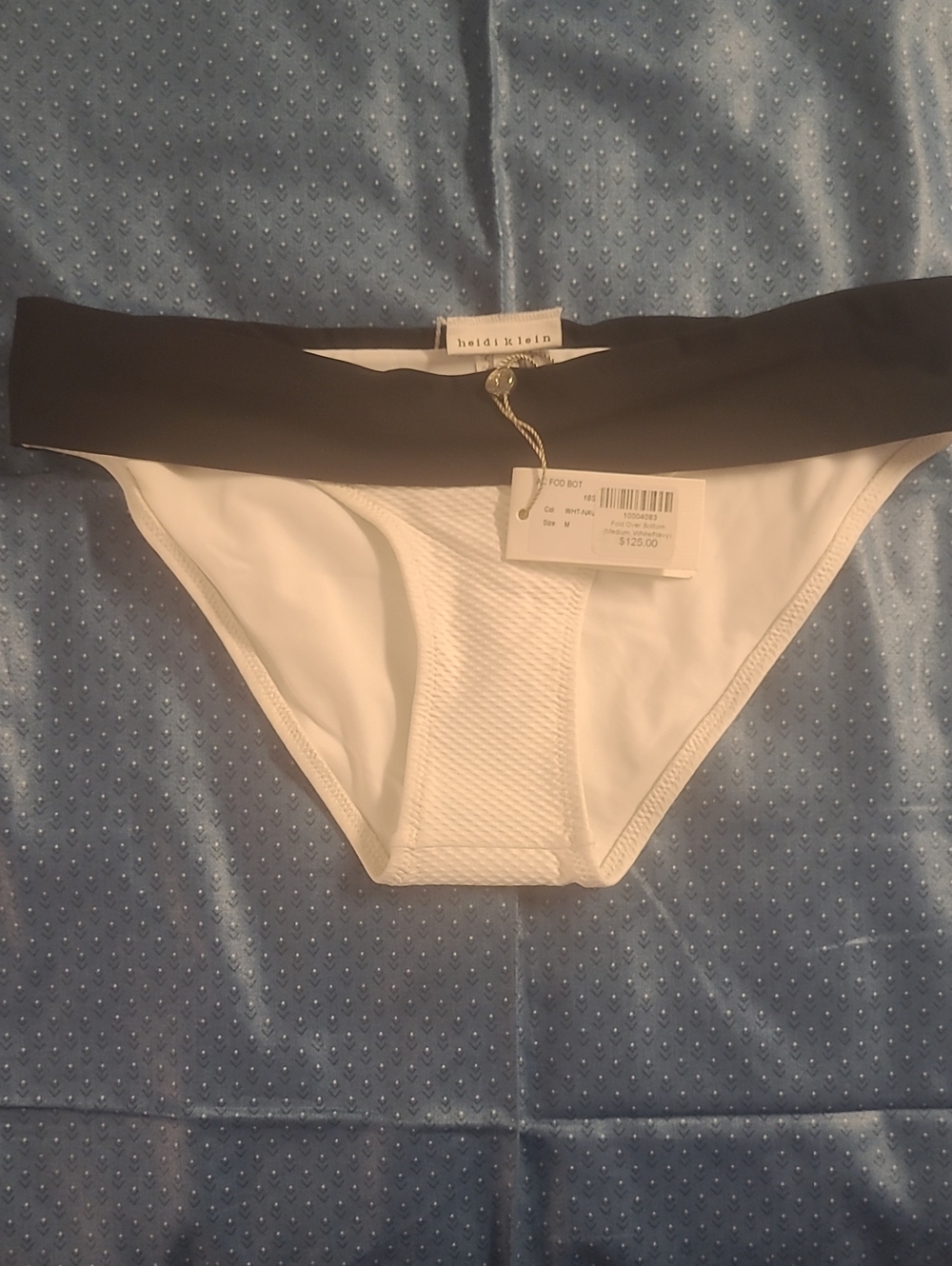 Heidi Klein Navy and White Fold-Over Bikini Bottom